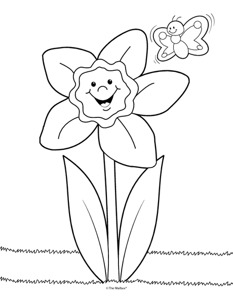 460x595 Daffodil Coloring Page. Perfect For Little Ones. Couldlso Be