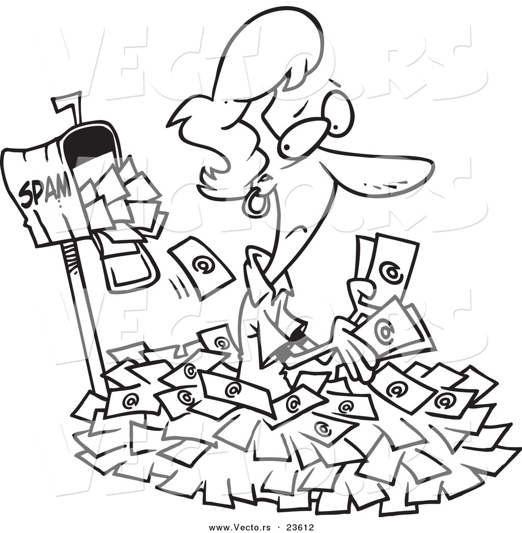 1024x1044 Vector Of A Cartoon Woman In Spam Mail By A Mailbox