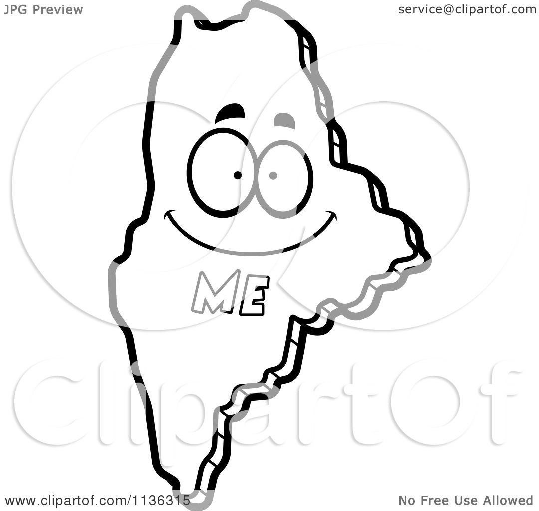 1080x1024 Cartoon Clipart Of An Outlined Mad Maine State Character