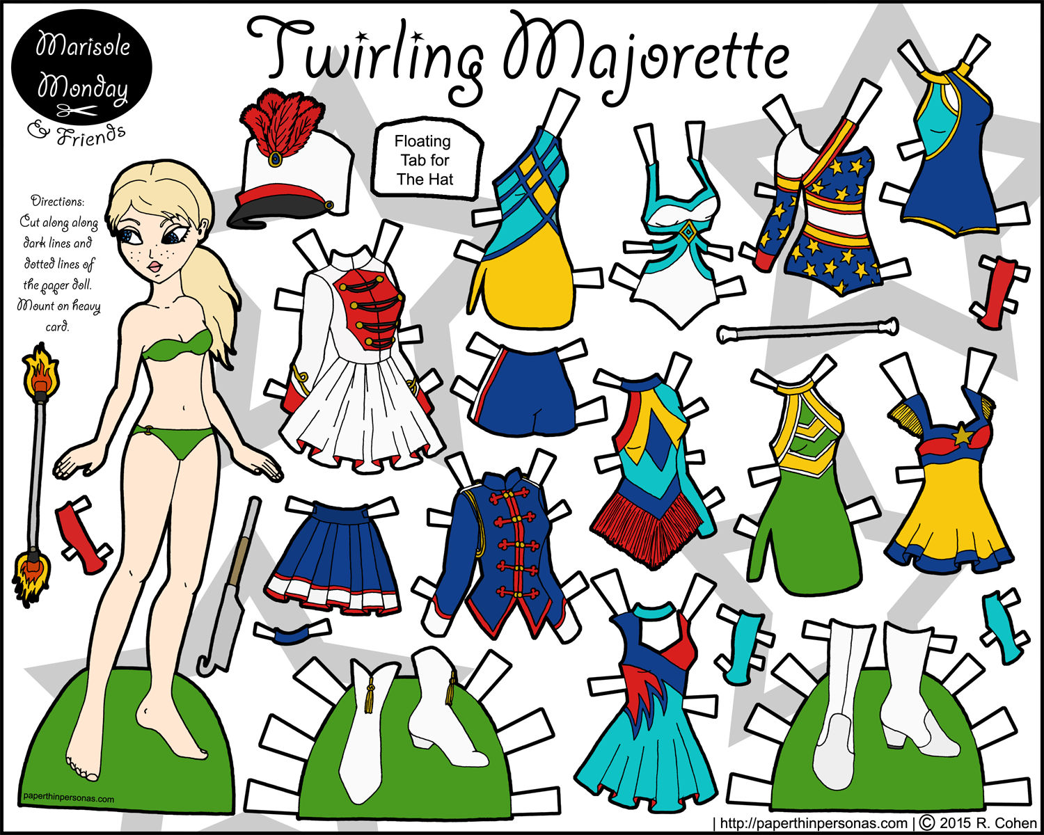 Baton Twirling Majorette Printable Paper Doll In Color Dolls 1500x1200 Baton Twirling Majorette Printable Paper Doll In Color Dolls