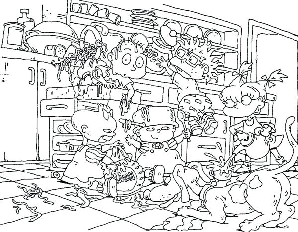 600x466 Kitchen Coloring Pages Rugrats Rugrats Make A Mess In