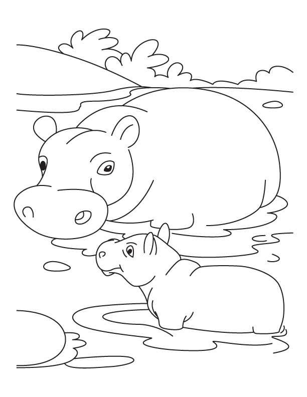 612x792 34 Hippopotamus Coloring Pages, Cartoon Hippos Coloring Pages