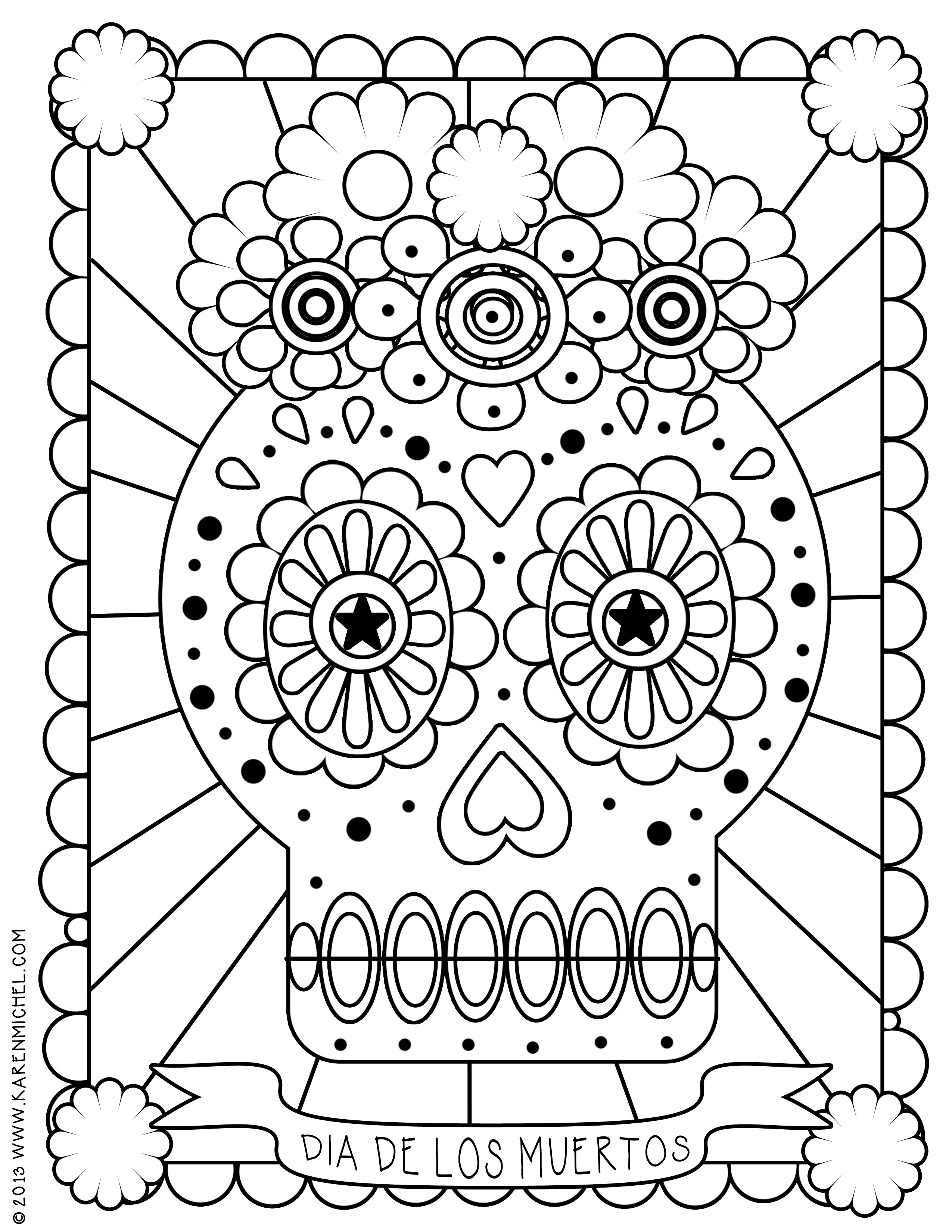 2550x3300 Calavera Coloring Page To Print