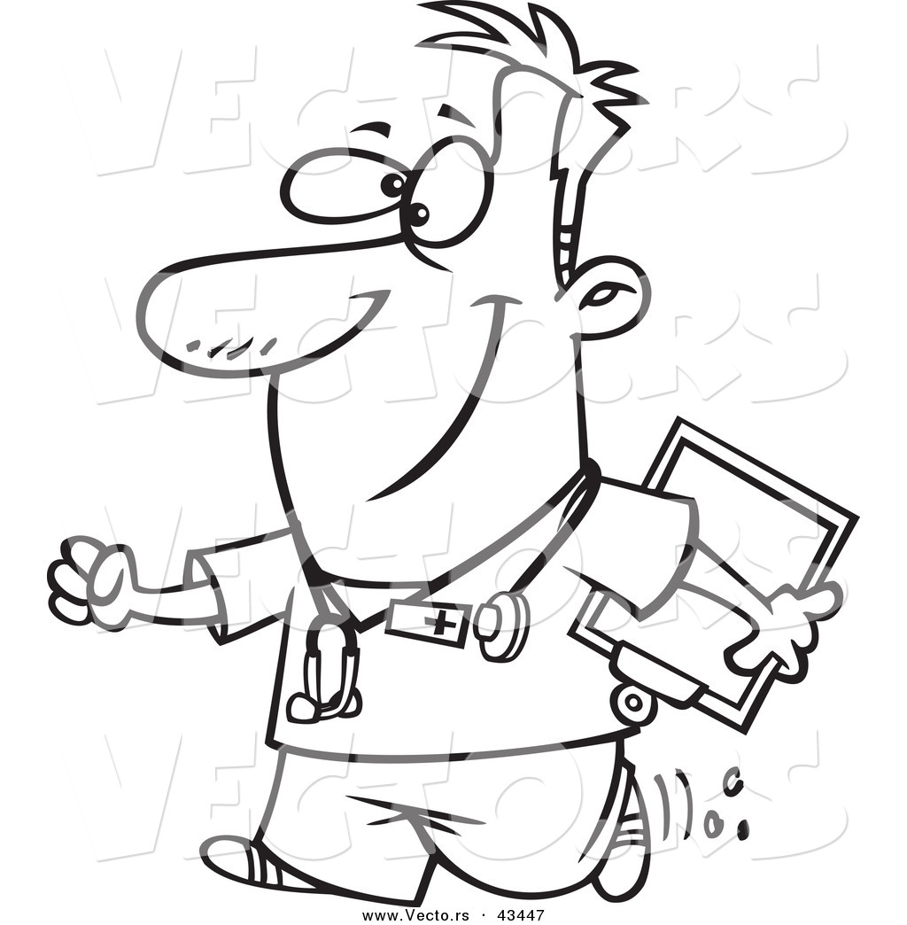 Vector Of A Happy Cartoon Male Nurse Carrying A Clipboard 1024x1044 Vector Of A Happy Cartoon Male Nurse Carrying A Clipboard