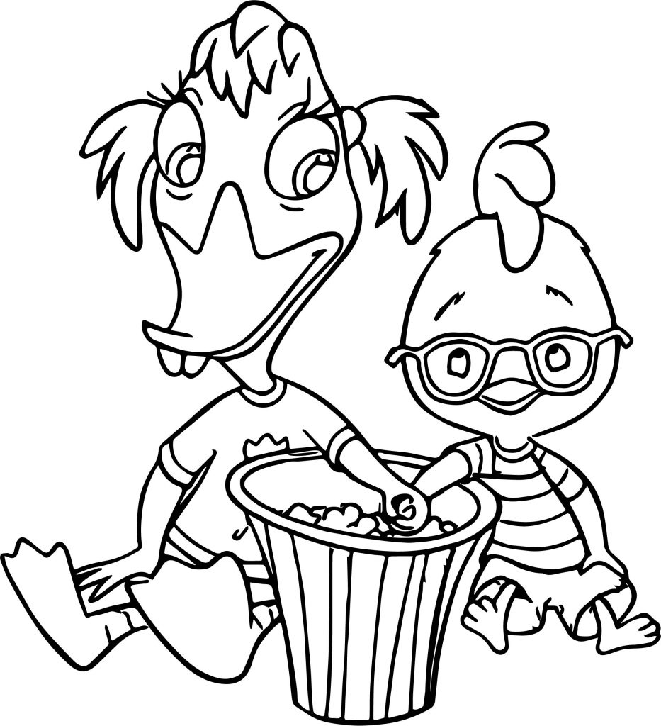 Abba Mallard And Little Chicken Cluck Eating Popcorn Coloring 933x1024 Abba Mallard And Little Chicken Cluck Eating Popcorn Coloring