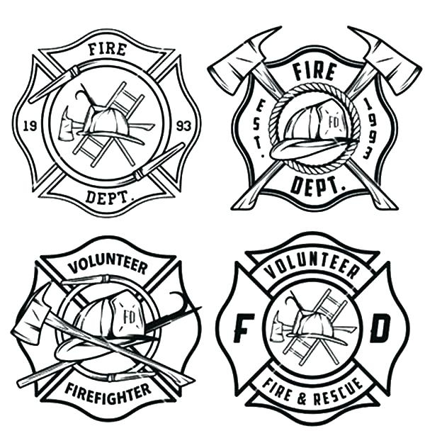 600x632 Firefighter Badge Coloring Page Badges Coloring Pages Free