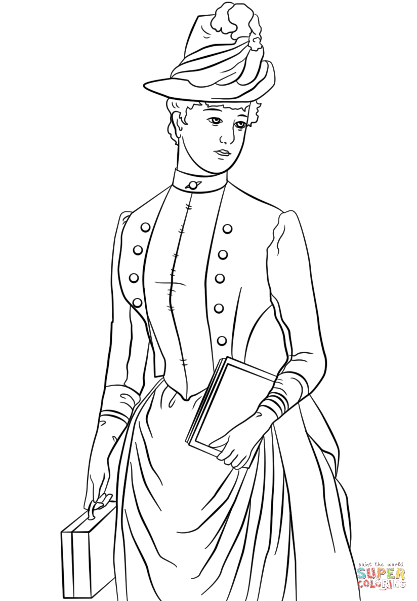 824x1186 Victorian Lady Coloring Page Free Printable Coloring Pages