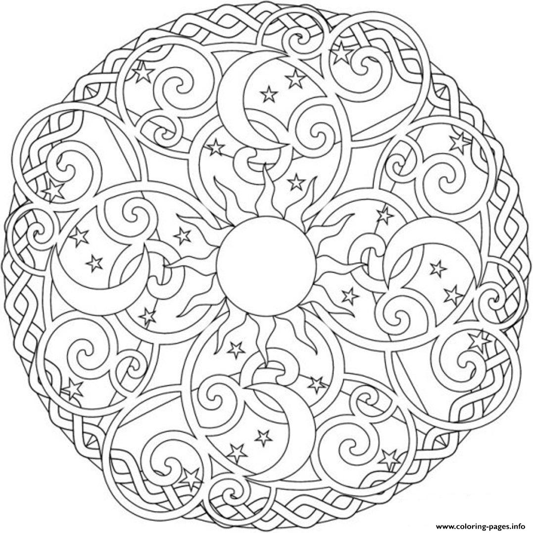 1077x1077 Sun Moon And Stars Mandala S2ada Coloring Pages Printable