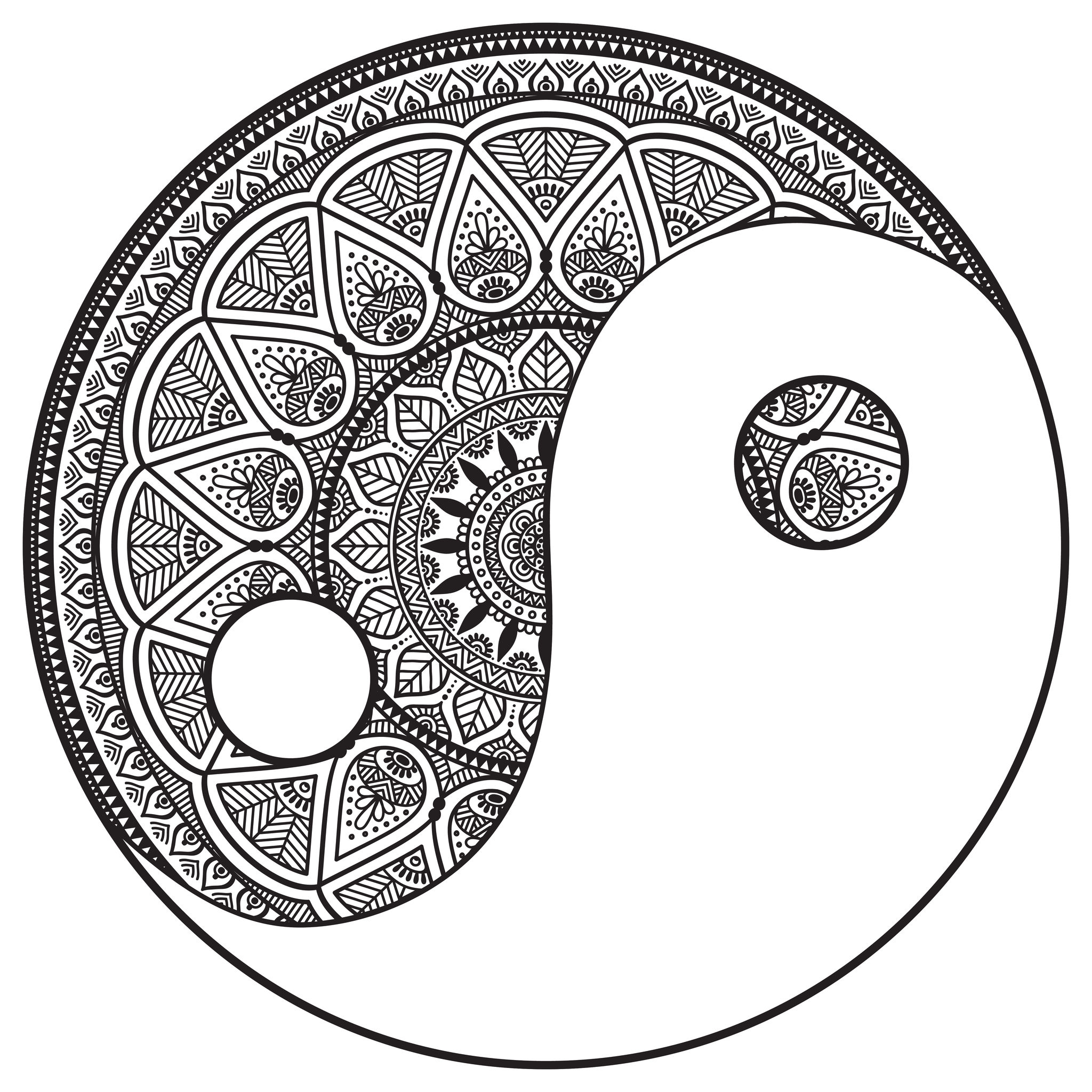 Yin And Yang Mandala To Color 2048x2048 Yin And Yang Mandala To Color