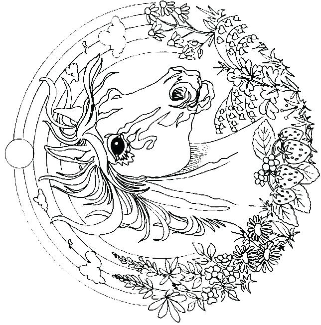 644x652 Hard Horse Coloring Pages Coloring Page Horse Mandala Coloring