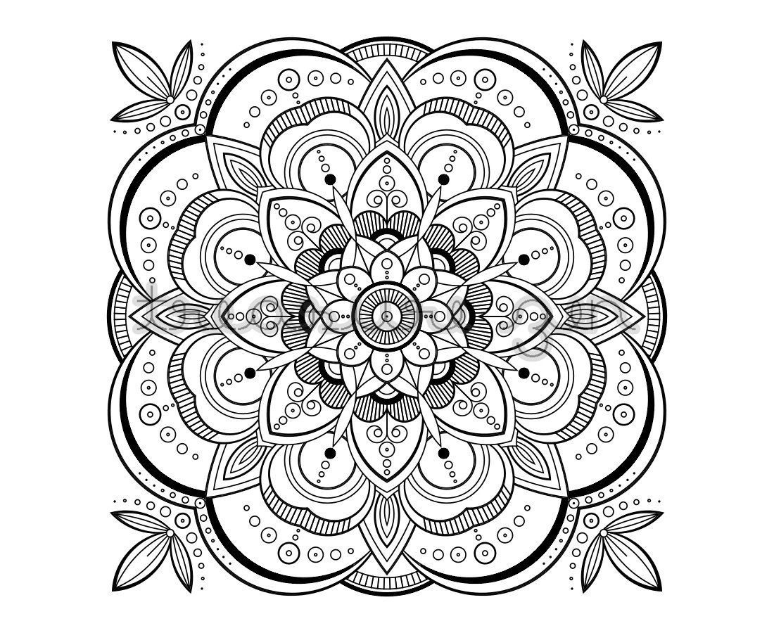 1100x900 Printable Adult Coloring Book Page, Pdf Mandala Coloring Book Page