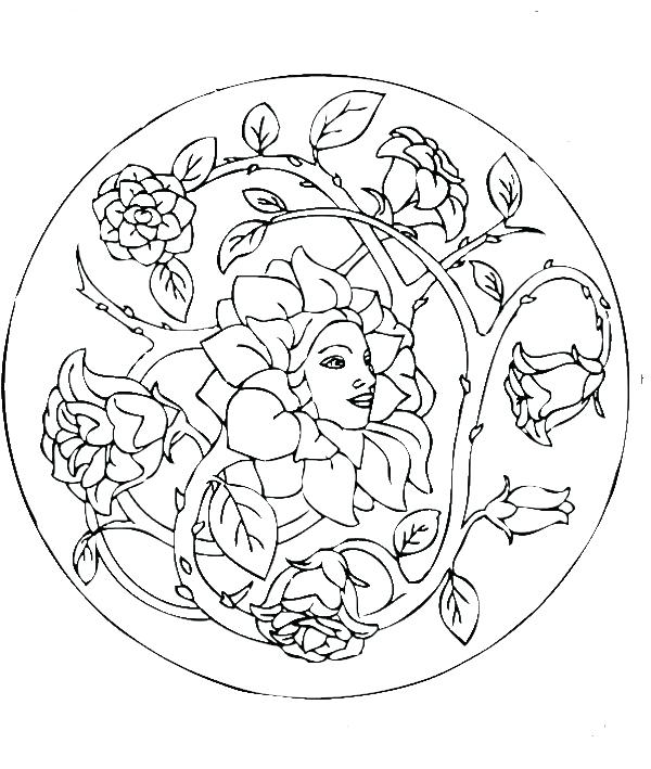 600x709 Good Mandala Meditation Coloring Pages For Beautiful Rose Coloring
