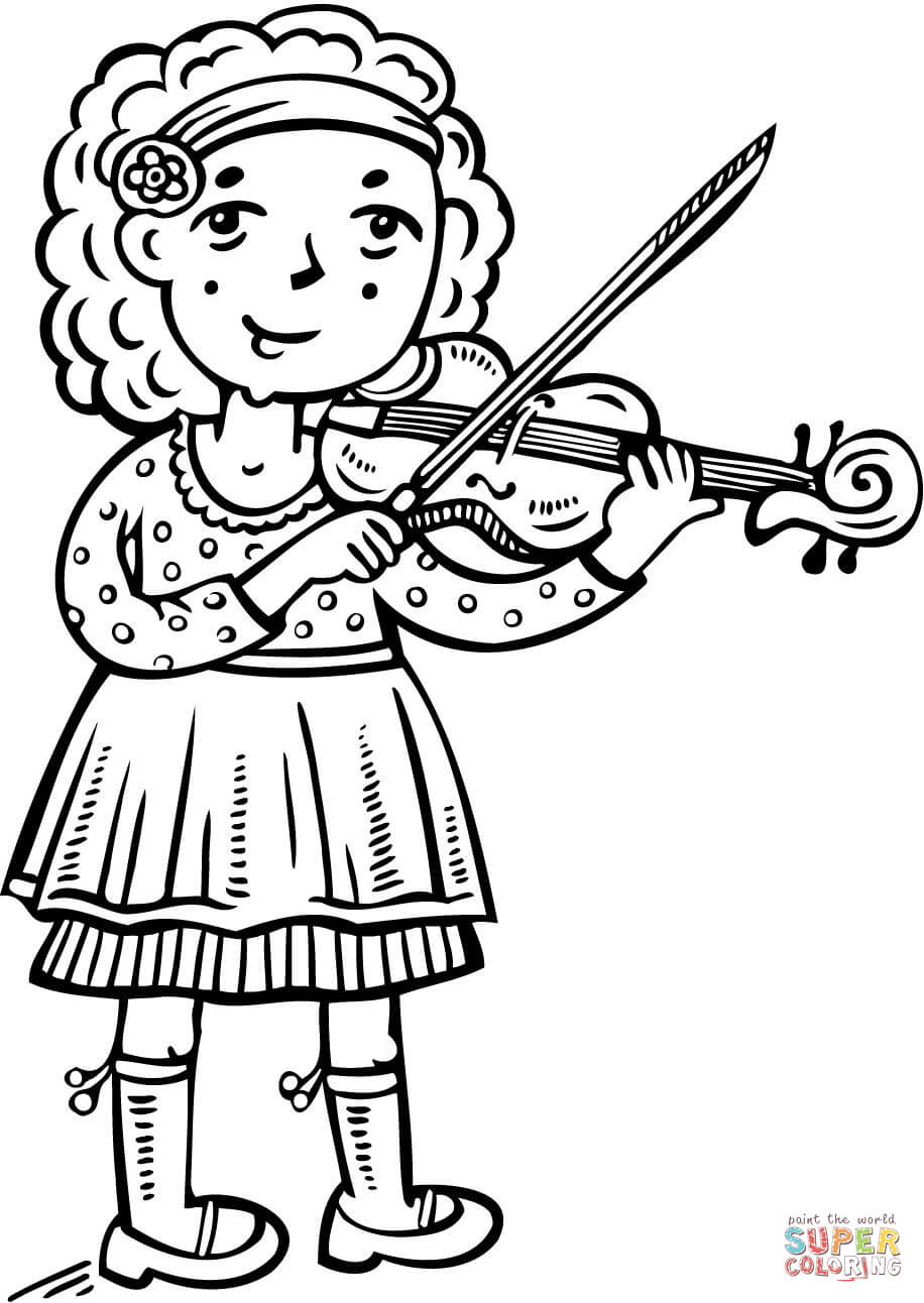 916x1292 Shining Violin Coloring Pages Girl Playing The Page Free Printable
