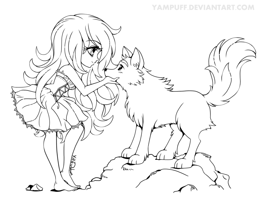 900x685 Anime Wolf Girl Chibi Coloring Pages