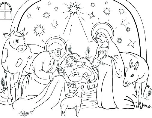 507x392 Manger Coloring Page Manger Coloring Pages Free Nativity Coloring