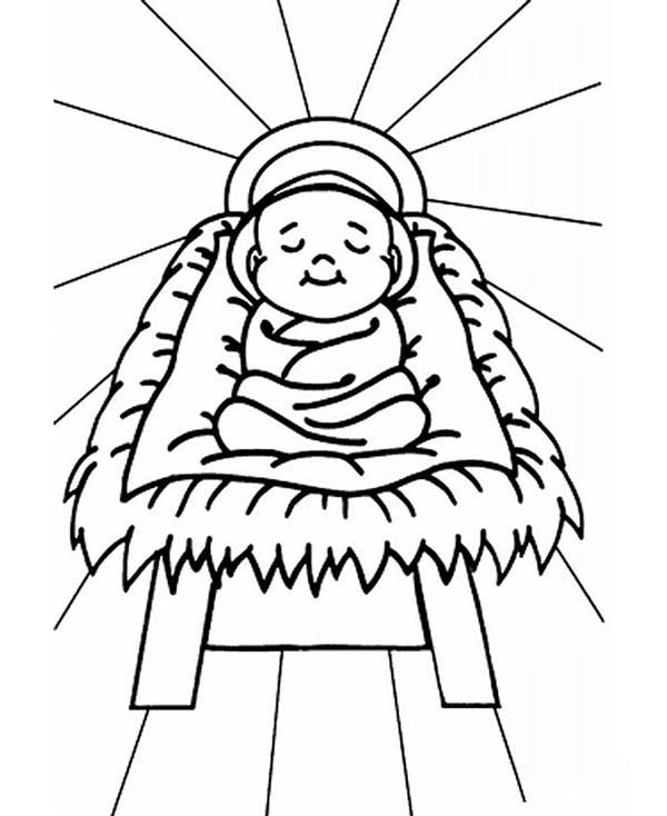 600x734 Baby Jesus Sleep In A Manger Coloring Page Kids Play Color