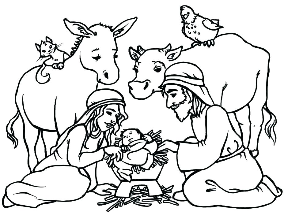 Nativity Scene Coloring Pages Icontent 940x716 Nativity Scene Coloring Pages Icontent