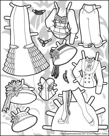 Mannequin Steampunk Clothes Bw Paper Dolls Fantasy Wardrobe Pt 350x437 Mannequin Steampunk Clothes Bw Paper Dolls Fantasy Wardrobe Pt