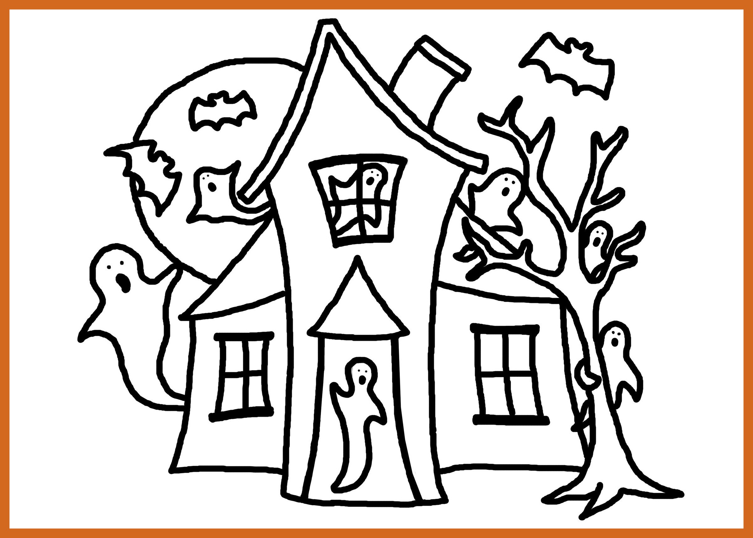 2399x1714 Marvelous Haunted House Coloring Pages Colorngpages Co Pict