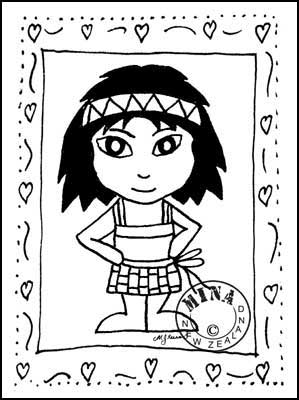 299x400 Girl Poster Colouring Page Maori Printables