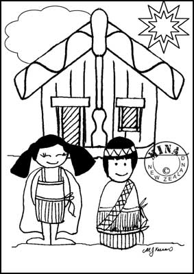 283x400 Kids And Marae Colouring Page Maori Printables