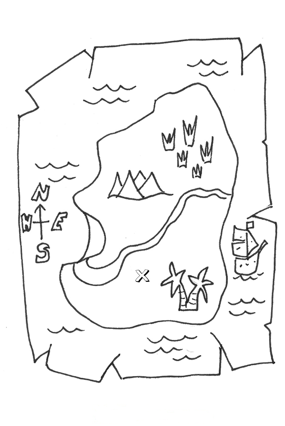 Treasure Map Coloring Page 937x1400 Treasure Map Coloring Page
