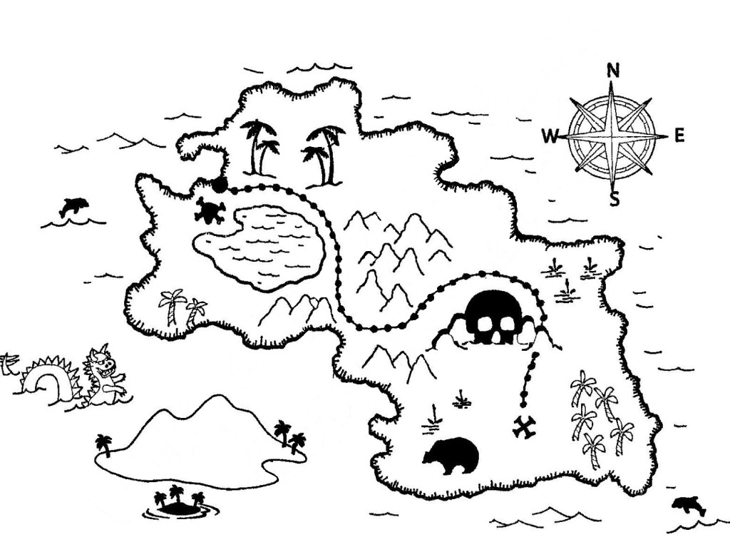 Treasure Map Coloring Pages 1024x760 Treasure Map Coloring Pages