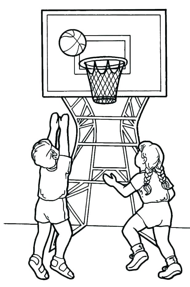 Coloring Basketball Hoop Coloring Page Kids Playing March Madness 618x930 Coloring Basketball Hoop Coloring Page Kids Playing March Madness