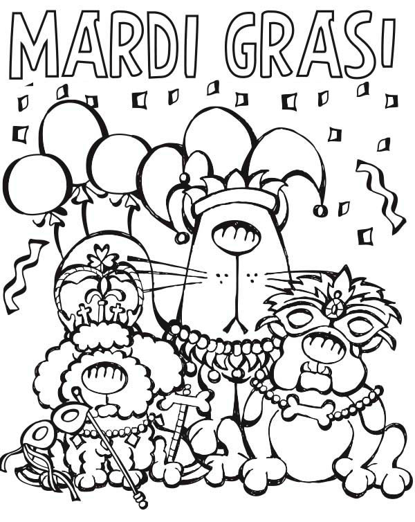 600x754 Cartoon Characters Parade On Mardi Gras Coloring Page