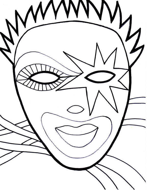 Wearing Mask On Mardi Gras Fest Coloring Page 600x776 Wearing Mask On Mardi Gras Fest Coloring Page