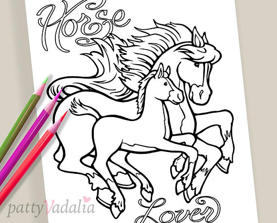 570x459 Horse. Mare And Foal. Love. Coloring. Coloring Page. Coloring