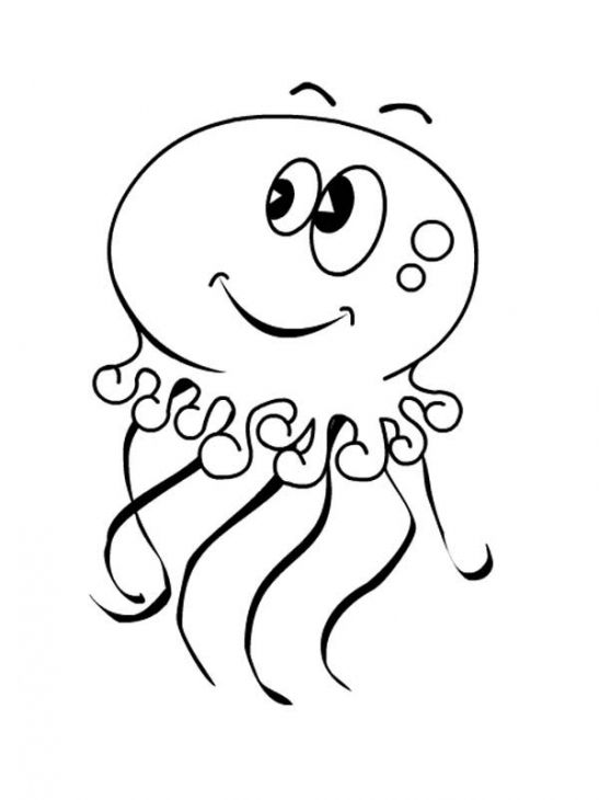 547x730 Cute Cartoon Jellyfish Kindergarten Coloring Page Animal