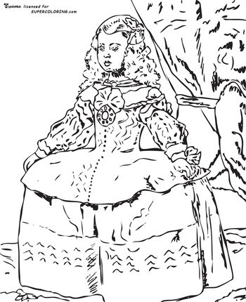350x430 Portrait Of The Infanta Margarita By Diego Velazquez Coloring Page