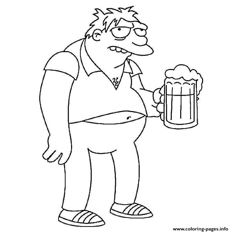 Barney Gumble Simpson Coloring Pages Printable 760x760 Barney Gumble Simpson Coloring Pages Printable