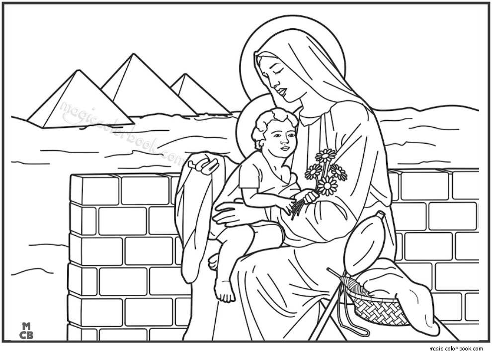 990x706 Christmas Coloring Pages Maria With Jesus I Egypt