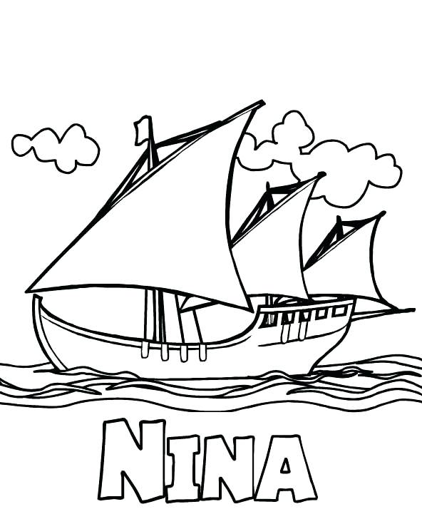 592x735 Nina Pinta Santa Maria Coloring Pages Maria Coloring Pages La Nina