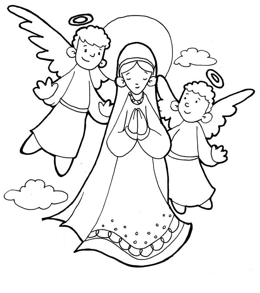 889x1000 The Assumption Of Mary Catholic Coloring Page