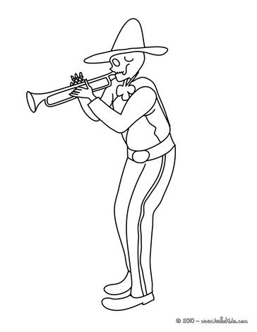 364x470 Mariachi Skeleton Coloring Page Day Of The Dead Craft Ideas
