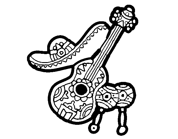 600x470 Mexican Instruments Coloring Page