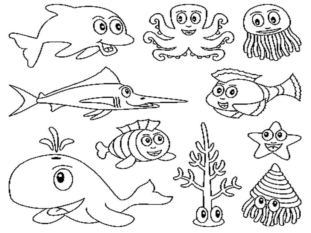Ocean Animals Coloring Pages Sea Animals Coloring Pages 1024x768 Ocean Animals Coloring Pages Sea Animals Coloring Pages