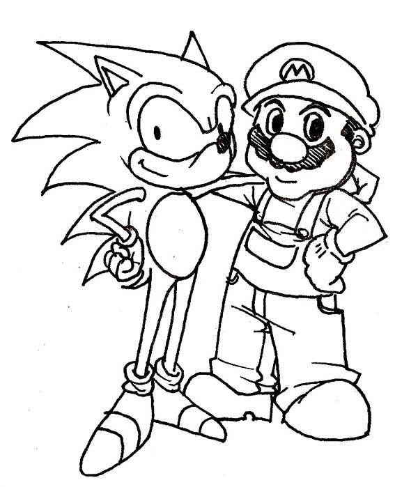 Mario And Sonic Coloring Pages 600x699 Mario And Sonic Coloring Pages