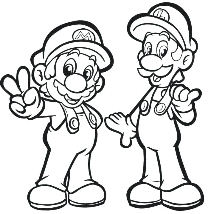 698x717 Mario And Luigi Coloring Pages Paper Coloring Pages Mario Bros