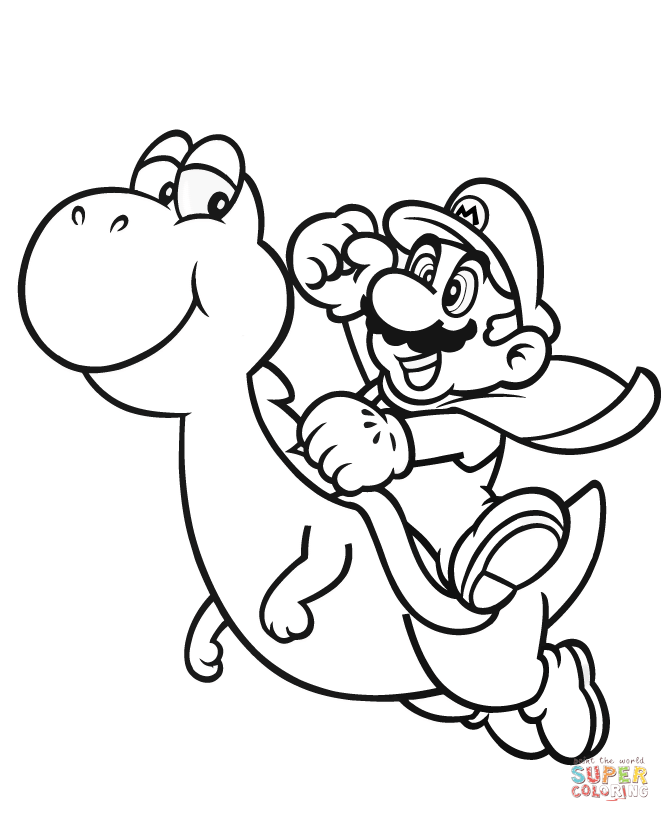 670x822 Mario With Yoshi Free Coloring Page Design