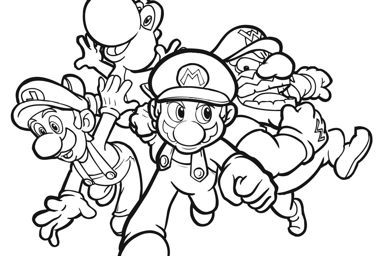 1600x1080 Colouring Pages Of Mario Yoshi Luigi And Wario For Kids Impressive