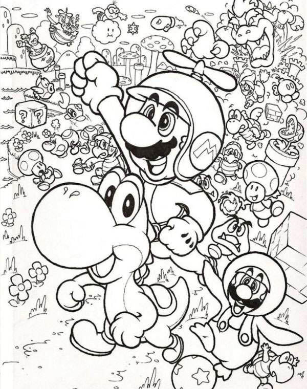 Mario And Luigi Fly With Little Dragon In Mario Brothers Coloring 600x760 Mario And Luigi Fly With Little Dragon In Mario Brothers Coloring