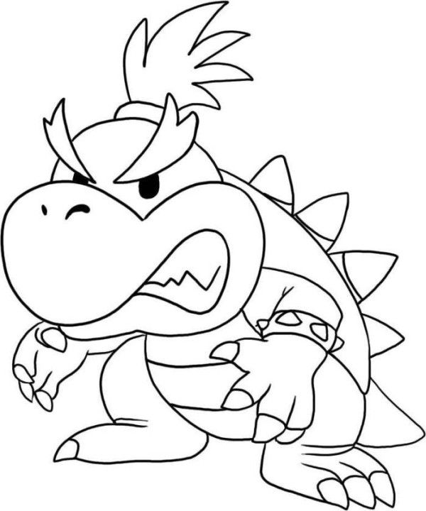 Baby Bowser Super Mario Bros Coloring Pages Mario Bros 600x720 Baby Bowser Super Mario Bros Coloring Pages Mario Bros