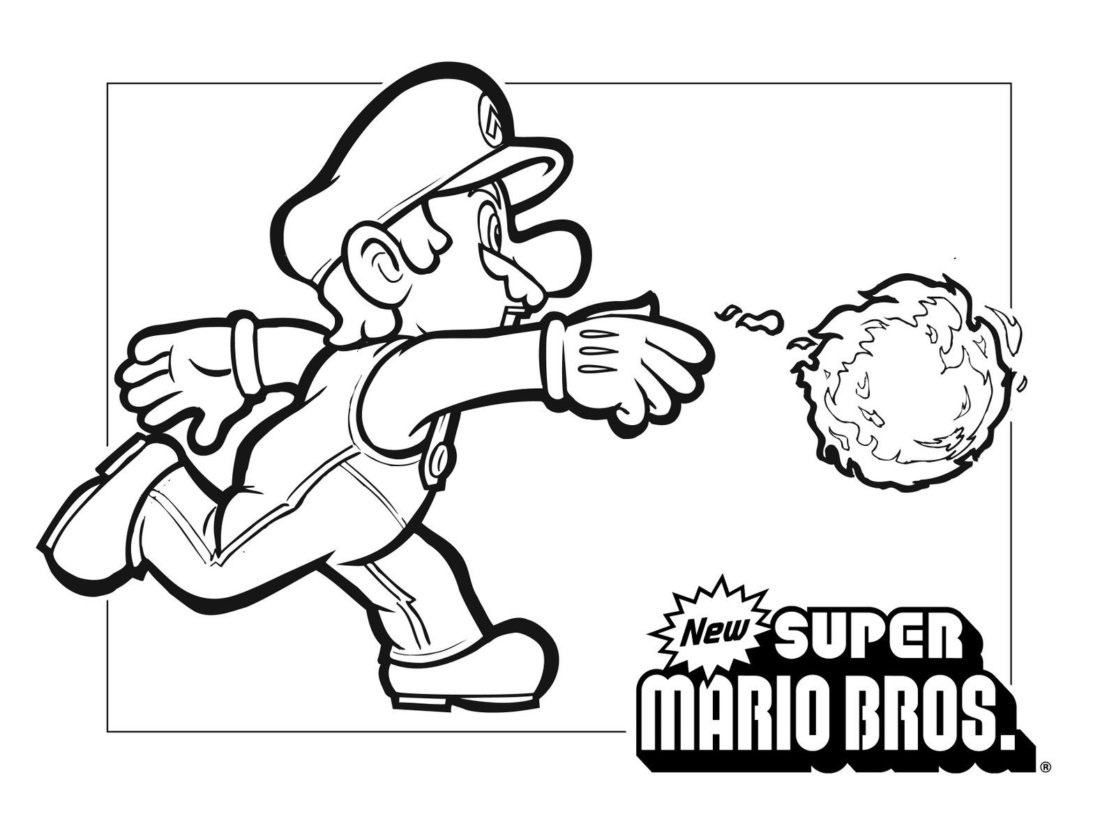 1600x1181 Fire Mario Coloring Pages