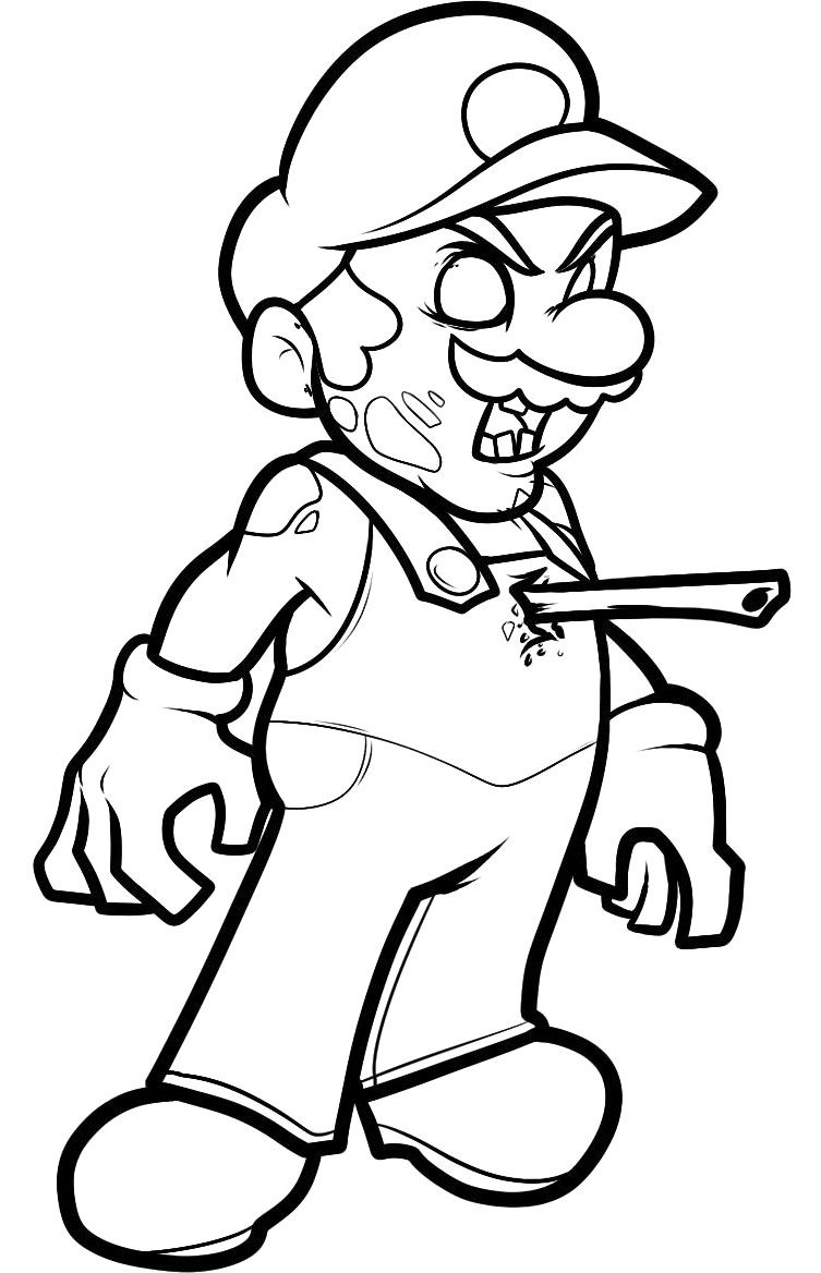 753x1168 Zombie Mario Coloring Page Color Like A Boss.