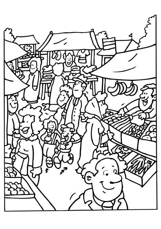 Coloring Page Market Vendor 530x750 Coloring Page Market Vendor
