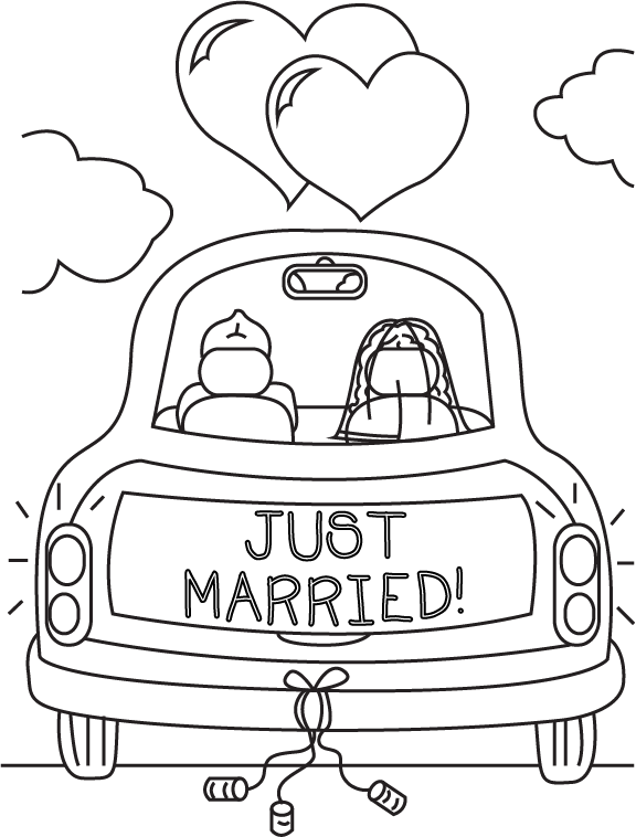 Just Married Coloring Pages 576x758 Just Married Coloring Pages
